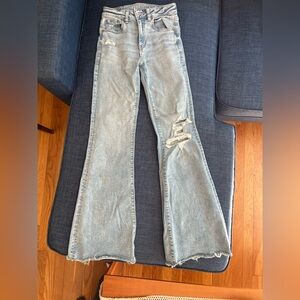 Blue Flare Wide Leg Jeans